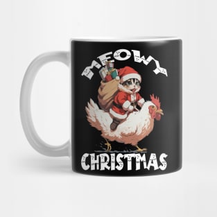 Meowy Christmas - 5, Funny Cute Cat on a Chicken Mug